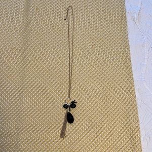 Womens Long Length Black Rhinestone with golf accent Necklace